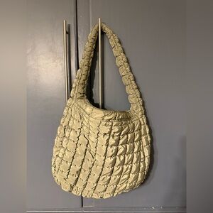 Olive green Quilted Tote Bag